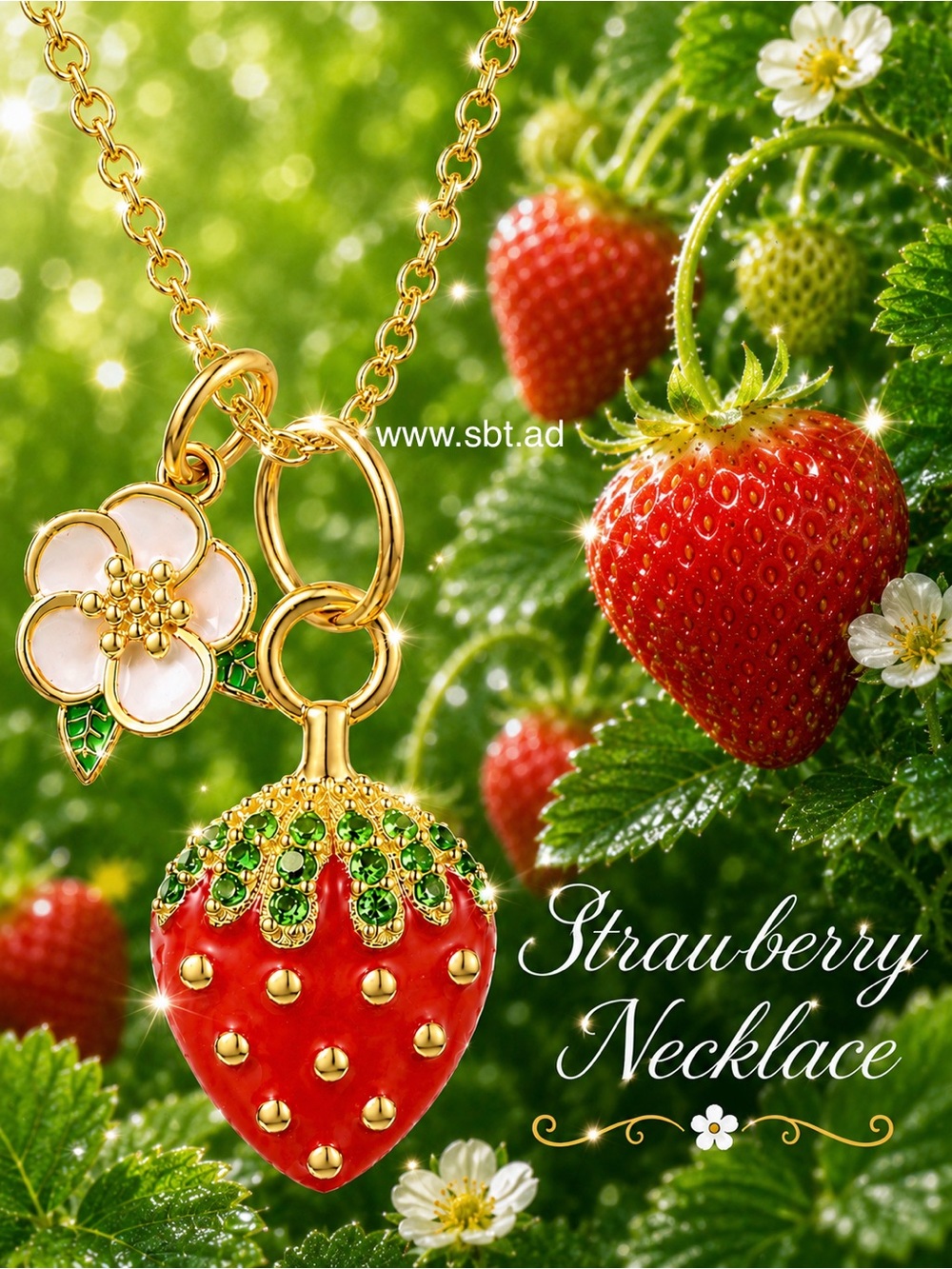 💕NWT Strawberry Dress By Cider Sandals By Betsey Johnson & Necklace +FREE Gift - Picture 5 of 8
